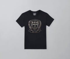 Gini and Jony Boys Black Metallic Print Cotton Half Sleeves T-Shirt 11-12 Years