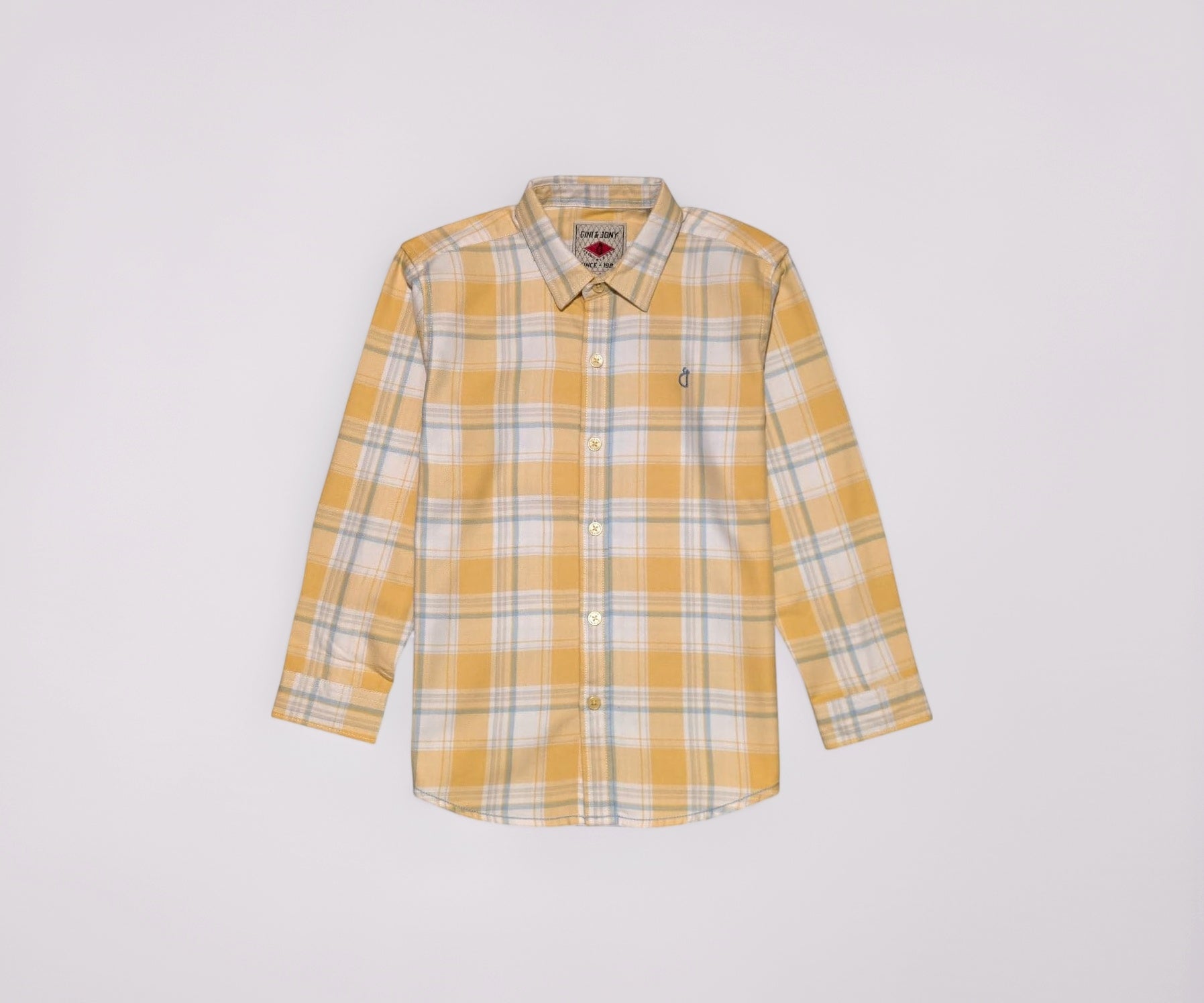 Gini and Jony Boys Yellow Checks Cotton Full Sleeves Shirt 11-12 Years