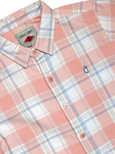Gini and Jony Boys Pink Checks Cotton Full Sleeves Shirt 5-6 Years