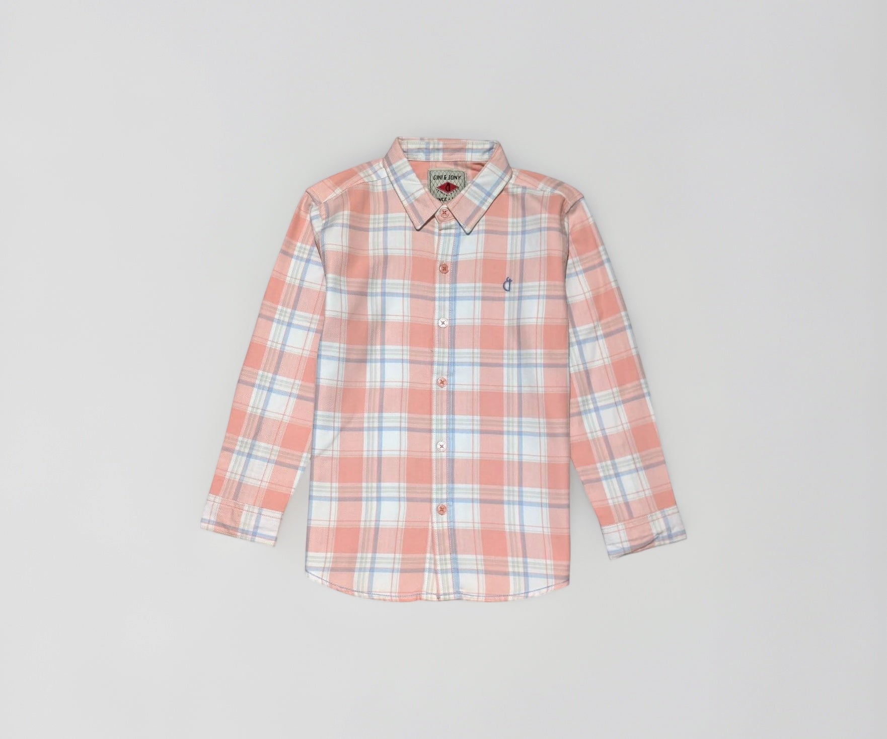 Gini and Jony Boys Pink Checks Cotton Full Sleeves Shirt 5-6 Years