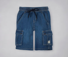 Gini and Jony Boys Blue Washed Denim Elasticated Bermuda 9-10 Years