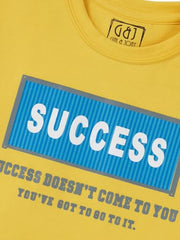 Gini and Jony Boys Yellow Typographic Print Cotton Half Sleeves T-Shirt 4-5 Years
