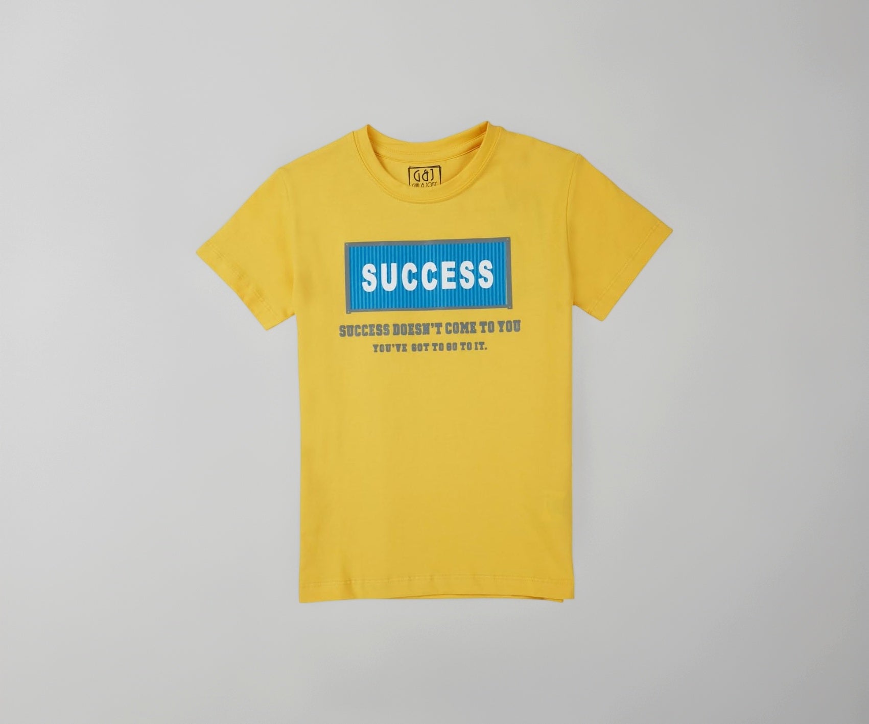 Gini and Jony Boys Yellow Typographic Print Cotton Half Sleeves T-Shirt 4-5 Years