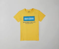 Gini and Jony Boys Yellow Typographic Print Cotton Half Sleeves T-Shirt 4-5 Years