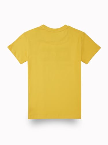 Gini and Jony Boys Yellow Typographic Print Cotton Half Sleeves T-Shirt 4-5 Years
