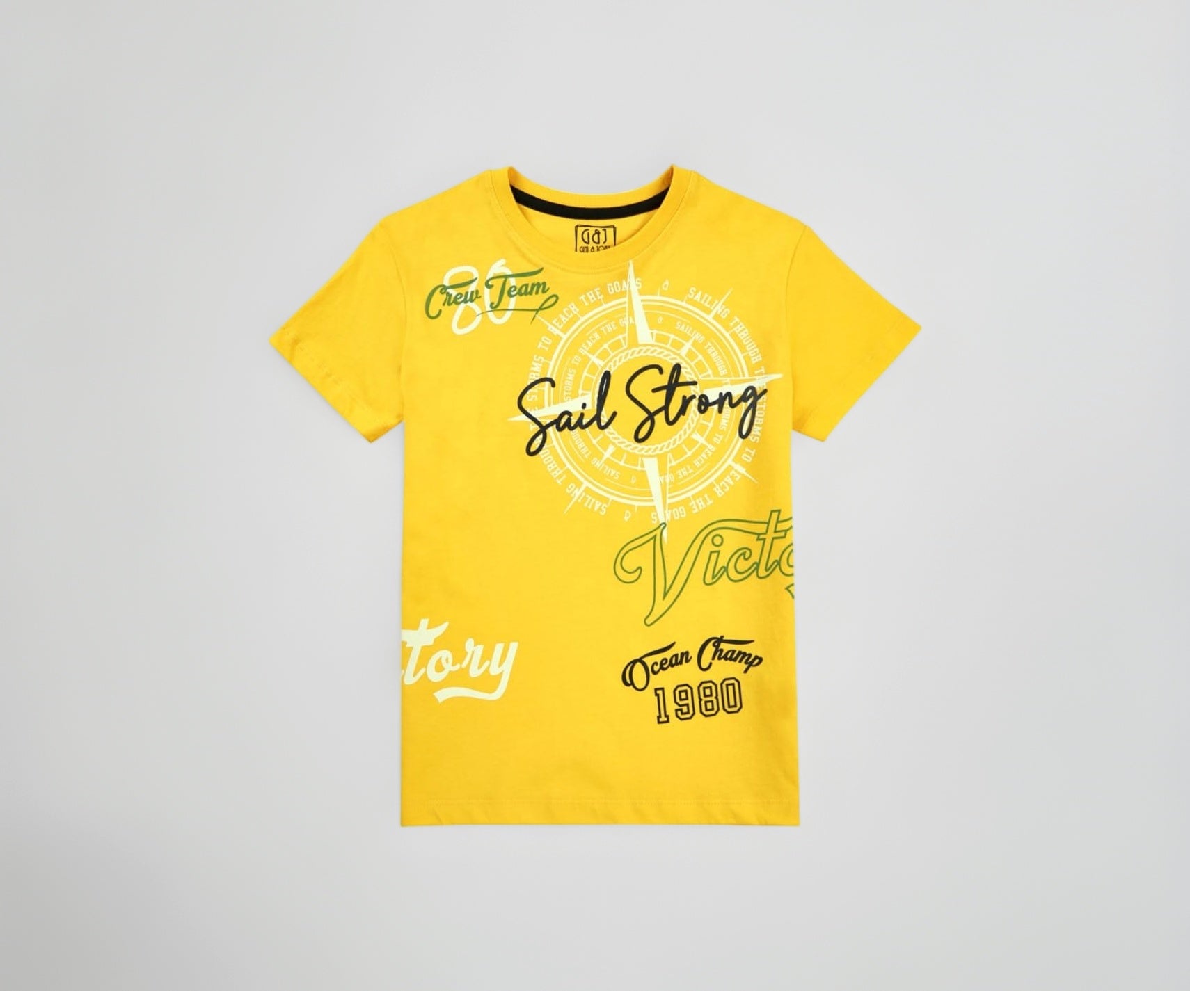 Gini and Jony Boys Yellow Graphic Print Cotton Half Sleeves T-Shirt 9-10 Years