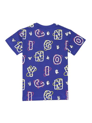 Gini and Jony Boys Blue Alphabetic Print Cotton Half Sleeves T-Shirt 7-8 Years