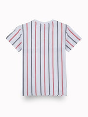 Gini and Jony Boys White Stripes Cotton Half Sleeves T-Shirt 4-5 Years