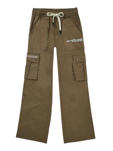 Gini and Jony Boys Khaki Typographic Print Cotton Elasticated Trouser 9-10 Years