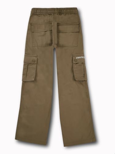 Gini and Jony Boys Khaki Typographic Print Cotton Elasticated Trouser 9-10 Years