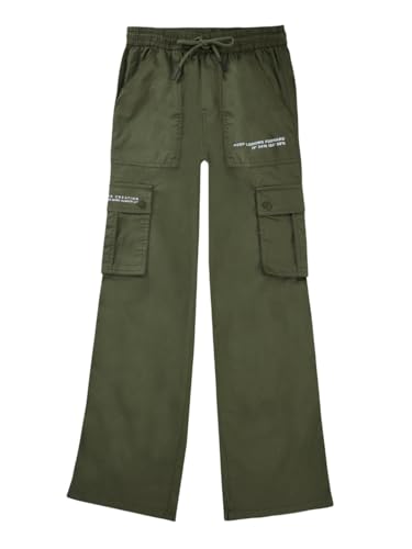 Gini and Jony Boys Green Typographic Print Cotton Elasticated Trouser 13-14 Years - Goyalsons ShopMax