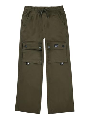 Gini and Jony Boys Olive Solid Cotton Elasticated Trouser 7-8 Years - Goyalsons ShopMax