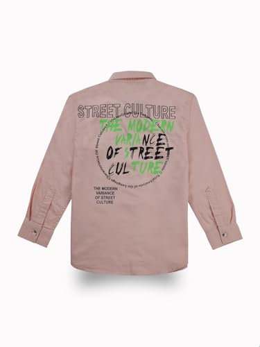 Gini and Jony Boys Light Pink Typographic Print Cotton Full Sleeves Shirt 4-5 Years