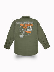 Gini and Jony Boys Green Typographic Print Cotton Full Sleeves Shirt 11-12 Years