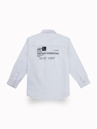 Gini and Jony Boys White Typographic Print Cotton Full Sleeves Shirt 4-5 Years