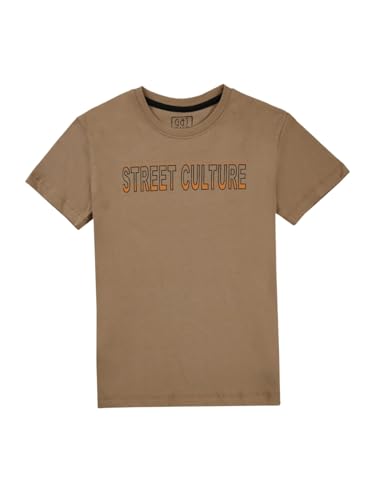 Gini and Jony Boys Brown Typographic Print Cotton Half Sleeves T-Shirt 5-6 Years