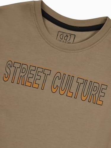 Gini and Jony Boys Brown Typographic Print Cotton Half Sleeves T-Shirt 5-6 Years