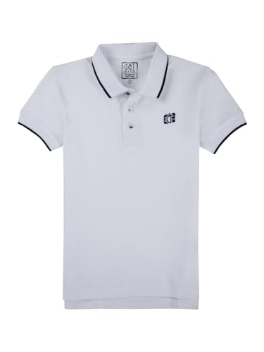 Gini and Jony Boys White Brand Logo Cotton Half Sleeves Polo T-Shirt 7-8 Years