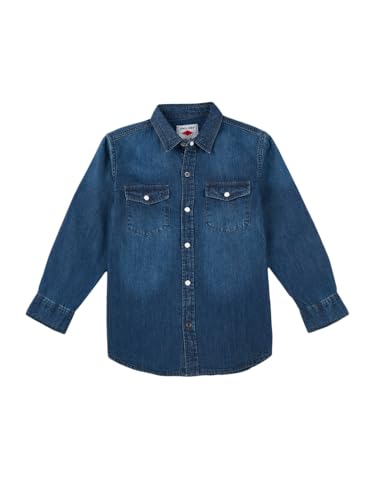 Gini and Jony Boys Blue Typographic Print Denim Full Sleeves Shirt 9-10 Years