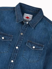 Gini and Jony Boys Blue Typographic Print Denim Full Sleeves Shirt 9-10 Years
