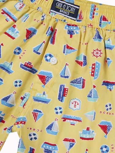 Gini and Jony Boys Yellow Conversational Print Cotton Elasticated Boxer Shorts 3-4 Years