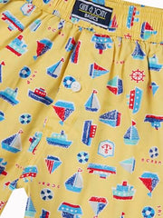 Gini and Jony Boys Yellow Conversational Print Cotton Elasticated Boxer Shorts 3-4 Years