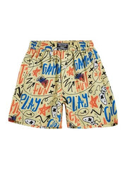 Gini and Jony Boys Yellow Graffiti Print Cotton Elasticated Boxer Shorts 3-4 Years