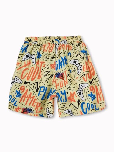 Gini and Jony Boys Yellow Graffiti Print Cotton Elasticated Boxer Shorts 3-4 Years