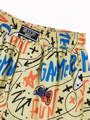 Gini and Jony Boys Yellow Graffiti Print Cotton Elasticated Boxer Shorts 3-4 Years