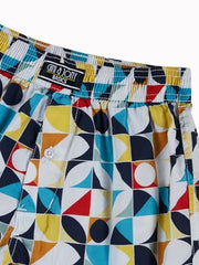 Gini and Jony Boys Blue Geometric Print Cotton Elasticated Boxer Shorts 4-5 Years