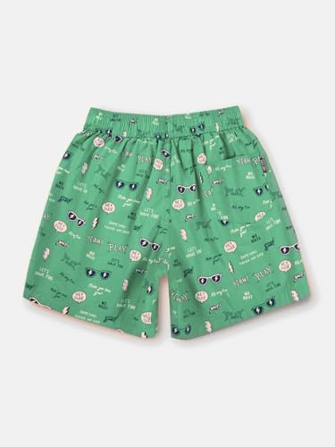 Gini and Jony Boys Green Conversational Print Cotton Elasticated Boxer Shorts 11-12 Years