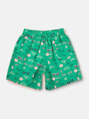 Gini and Jony Boys Green Conversational Print Cotton Elasticated Boxer Shorts 11-12 Years