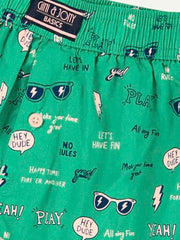 Gini and Jony Boys Green Conversational Print Cotton Elasticated Boxer Shorts 11-12 Years