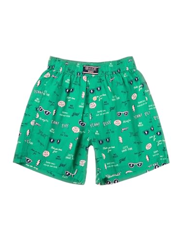 Gini and Jony Boys Green Conversational Print Cotton Elasticated Boxer Shorts 11-12 Years