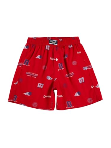 Gini and Jony Boys Red Conversational Print Cotton Elasticated Boxer Shorts 5-6 Years