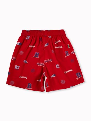 Gini and Jony Boys Red Conversational Print Cotton Elasticated Boxer Shorts 5-6 Years