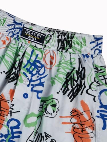 Gini and Jony Boys White Graffiti Print Cotton Elasticated Boxer Shorts 11-12 Years
