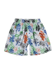 Gini and Jony Boys White Graffiti Print Cotton Elasticated Boxer Shorts 11-12 Years
