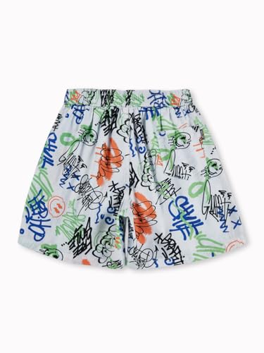 Gini and Jony Boys White Graffiti Print Cotton Elasticated Boxer Shorts 11-12 Years