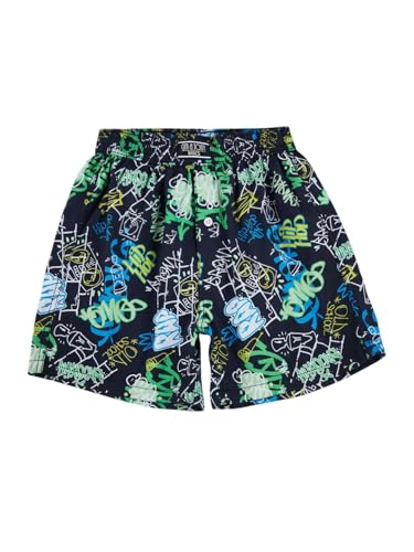 Gini and Jony Boys Blue Graffiti Print Cotton Elasticated Boxer Shorts 9-10 Years
