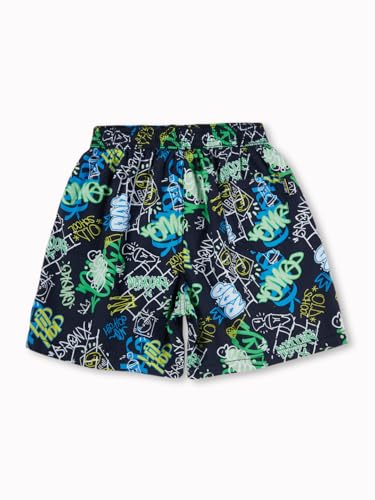 Gini and Jony Boys Blue Graffiti Print Cotton Elasticated Boxer Shorts 9-10 Years