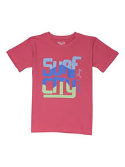 Gini and Jony Boys Pink Typographic Print Cotton Half Sleeves T-Shirt 11-12 Years