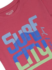 Gini and Jony Boys Pink Typographic Print Cotton Half Sleeves T-Shirt 11-12 Years