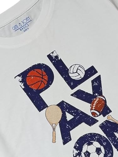 Gini and Jony Boys White Graphic Print Cotton Half Sleeves T-Shirt 4-5 Years