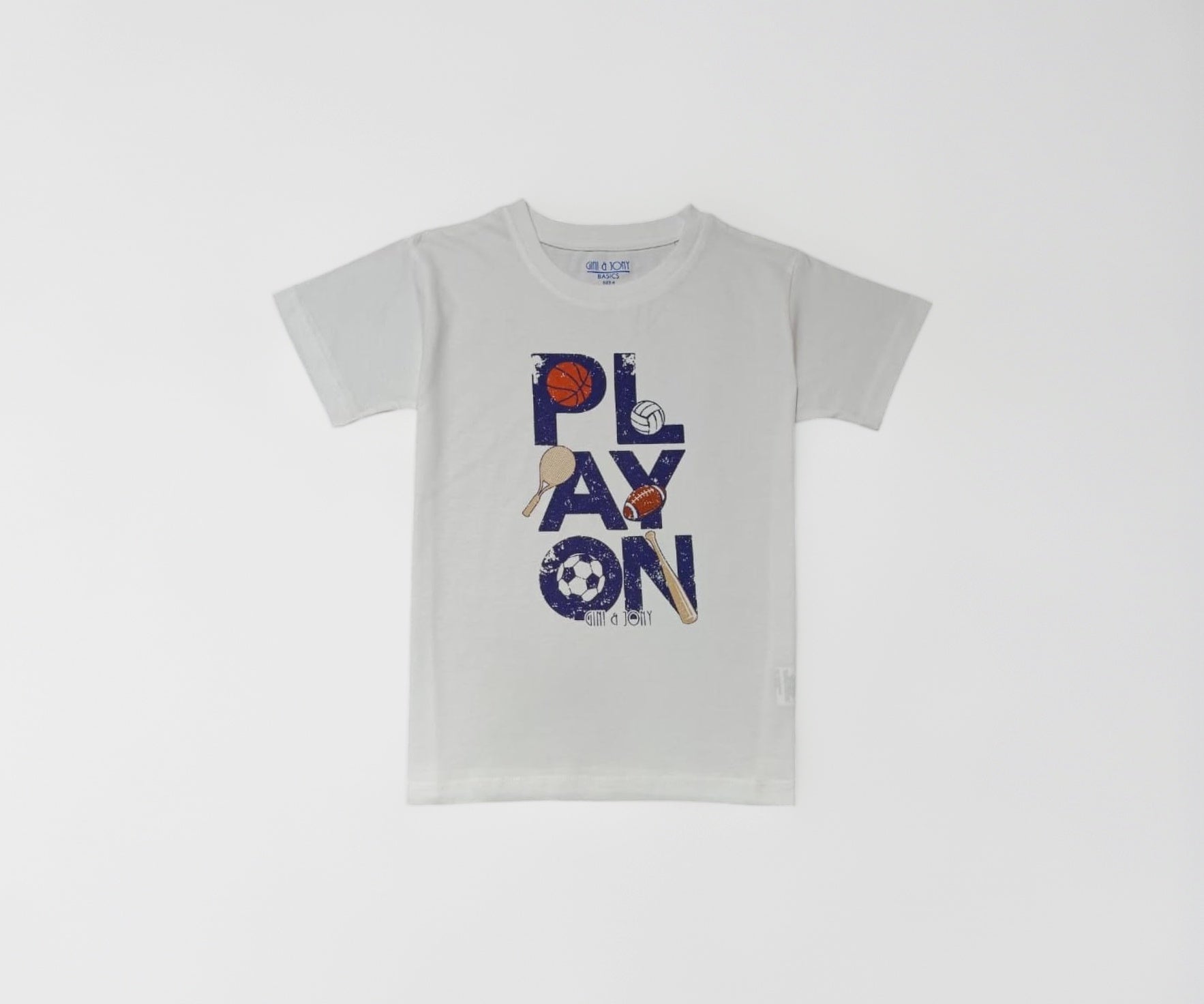 Gini and Jony Boys White Graphic Print Cotton Half Sleeves T-Shirt 4-5 Years