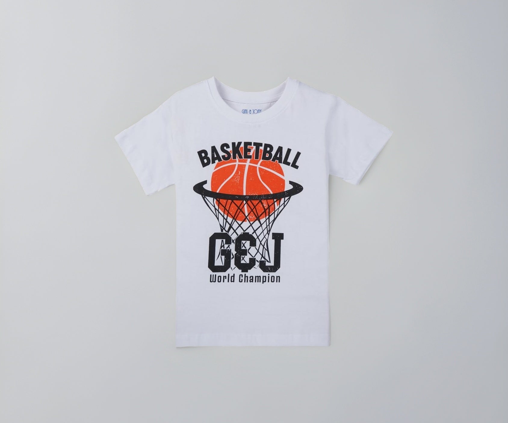 Gini and Jony Boys White Graphic Print Cotton Half Sleeves T-Shirt 4-5 Years