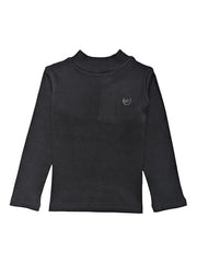 Gini and Jony Girls Black Solid Cotton Full Sleeves Skivvy 18-24 Months