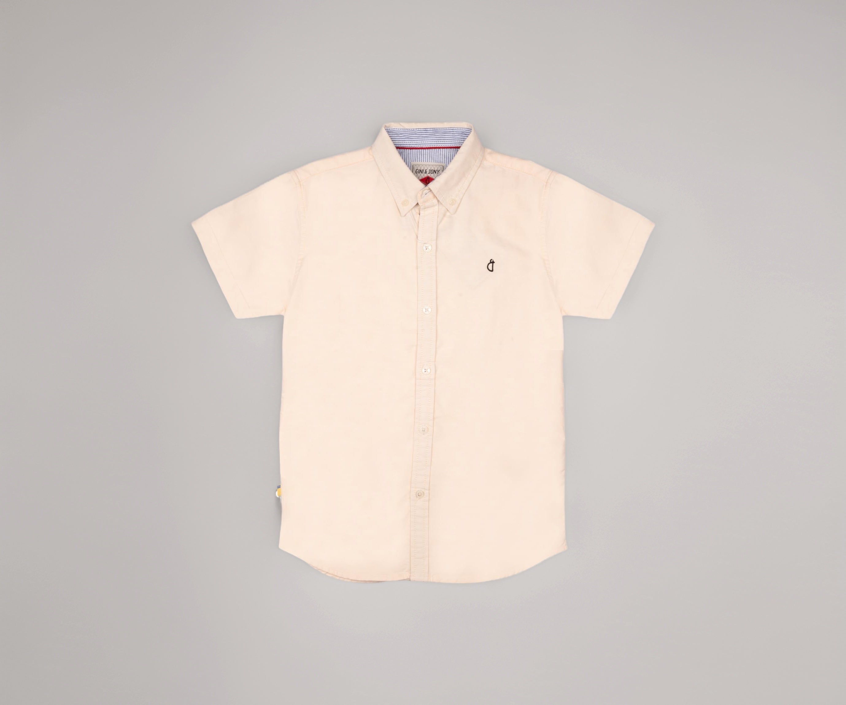 Gini and Jony Boys Beige Solid Cotton Shirt Half Sleeves 5-6 Years