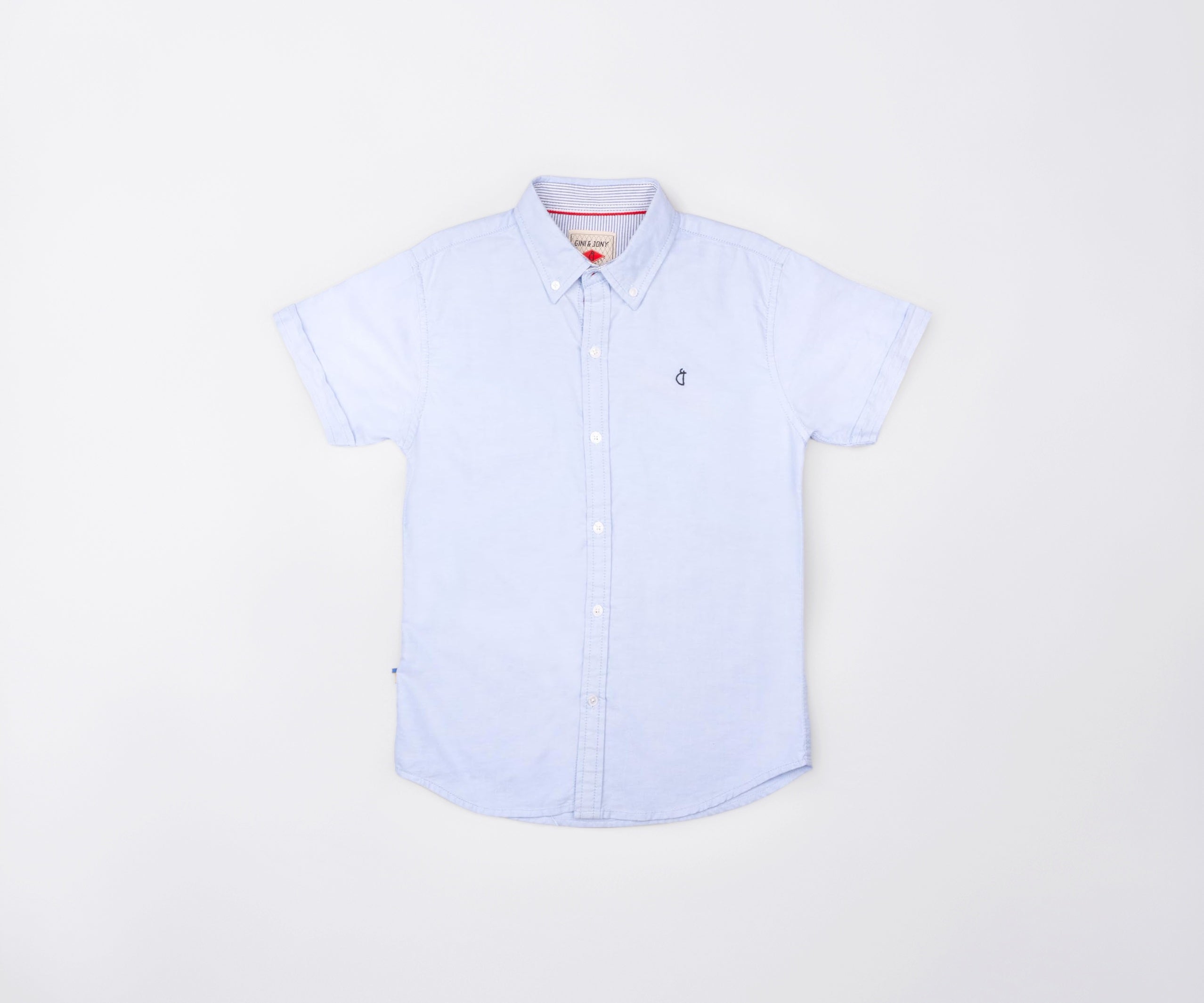 Gini and Jony Boys Blue Solid Cotton Shirt Half Sleeves 4-5 Years