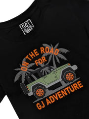 Gini and Jony Boys Black Graphic Print Cotton Half Sleeves T-Shirt 4-5 Years